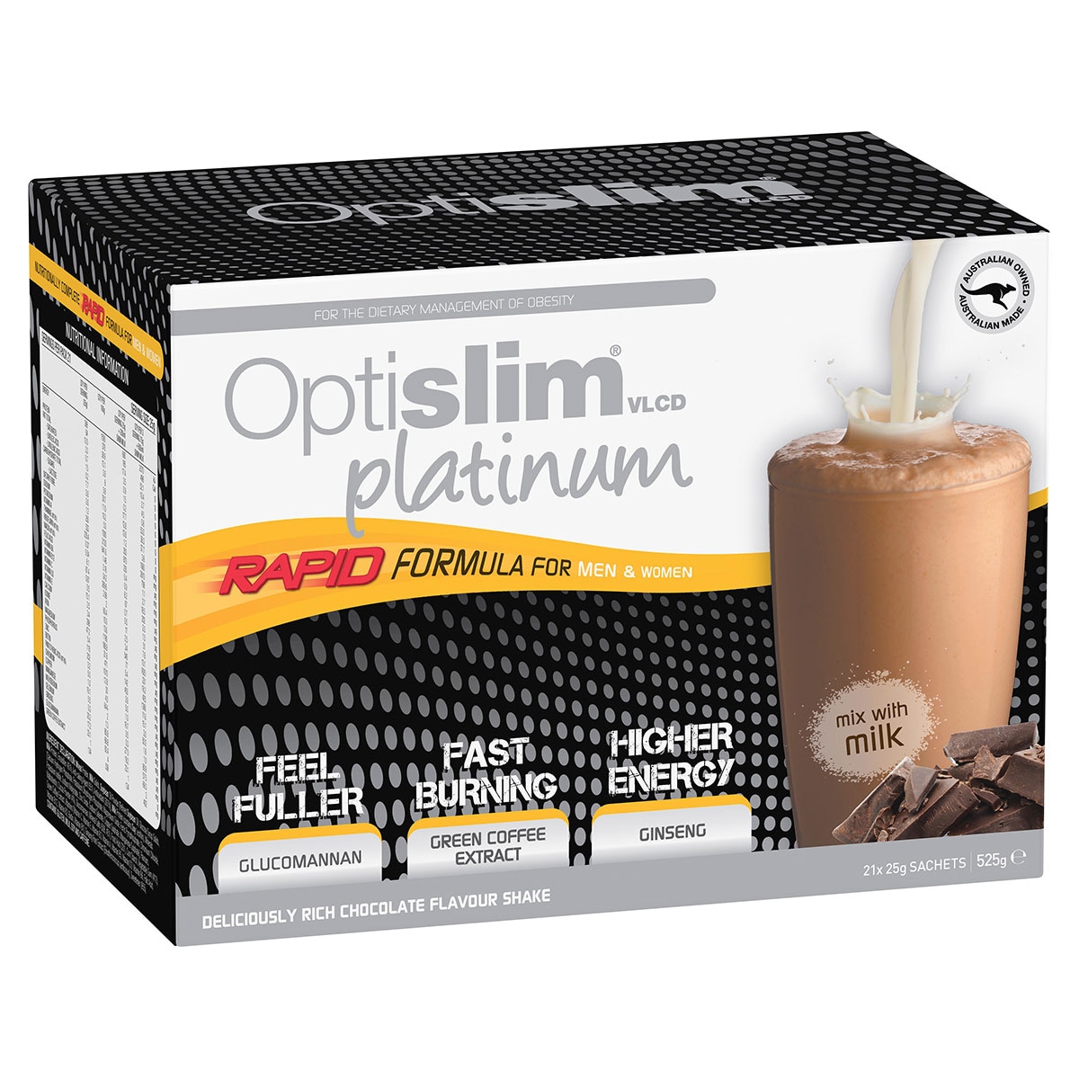 Optislim VLCD Platinum Shake Chocolate - 21 x 25g Sachets