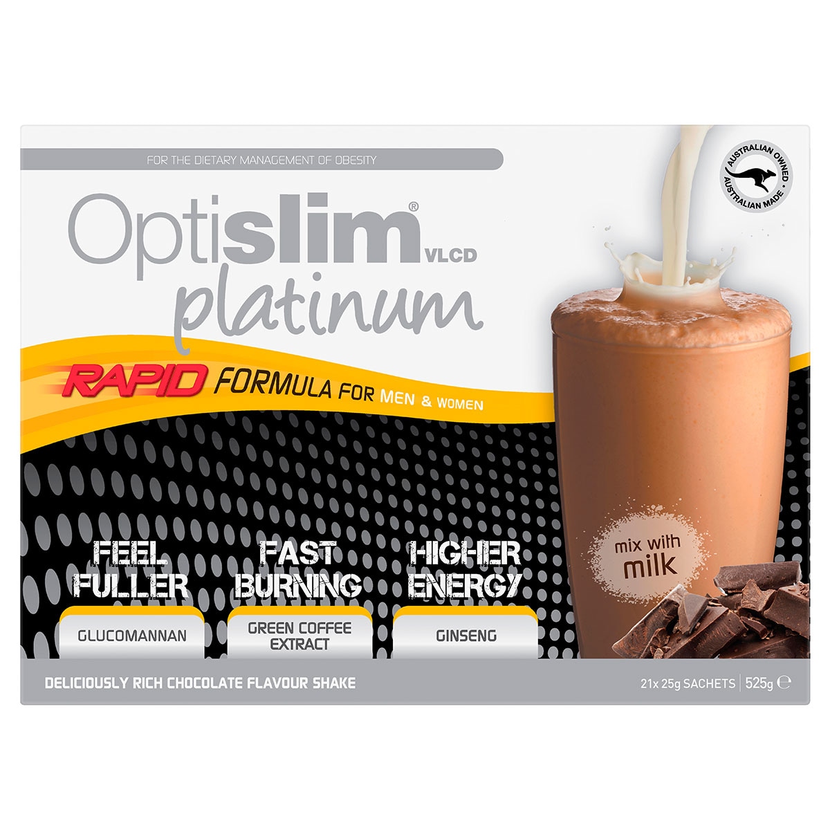 Optislim VLCD Platinum Shake Chocolate - 21 x 25g Sachets