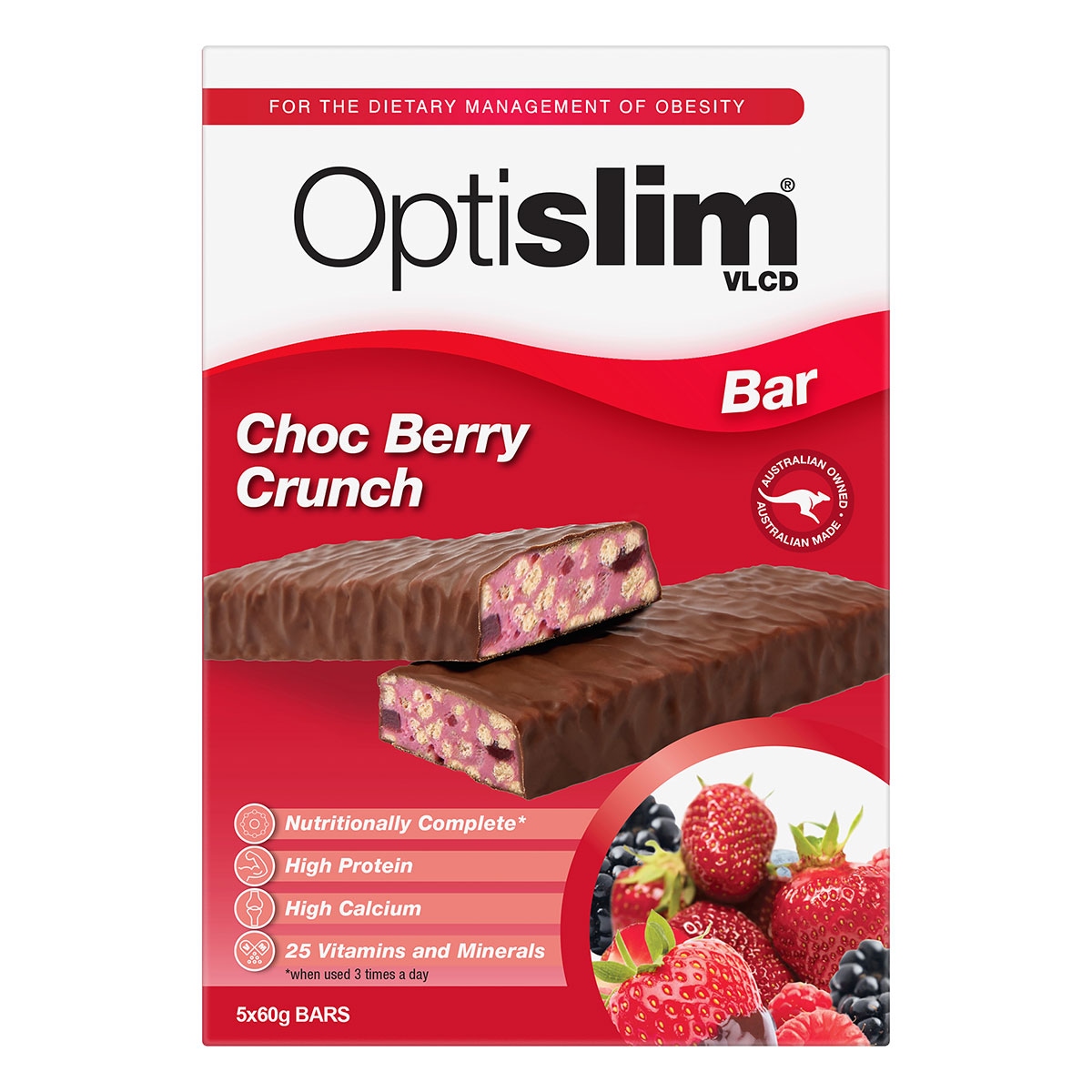 Optislim VLCD Bars Choc Berry Crunch - 5 x 60g