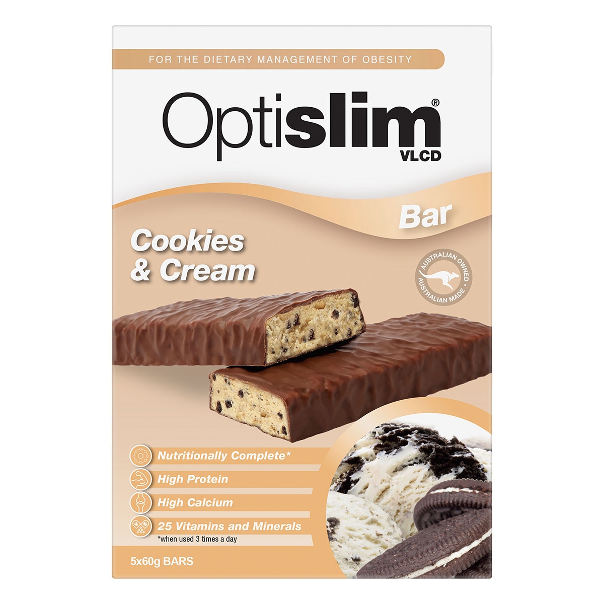 Optislim VLCD Bars Cookies and Cream - 5 x 60g