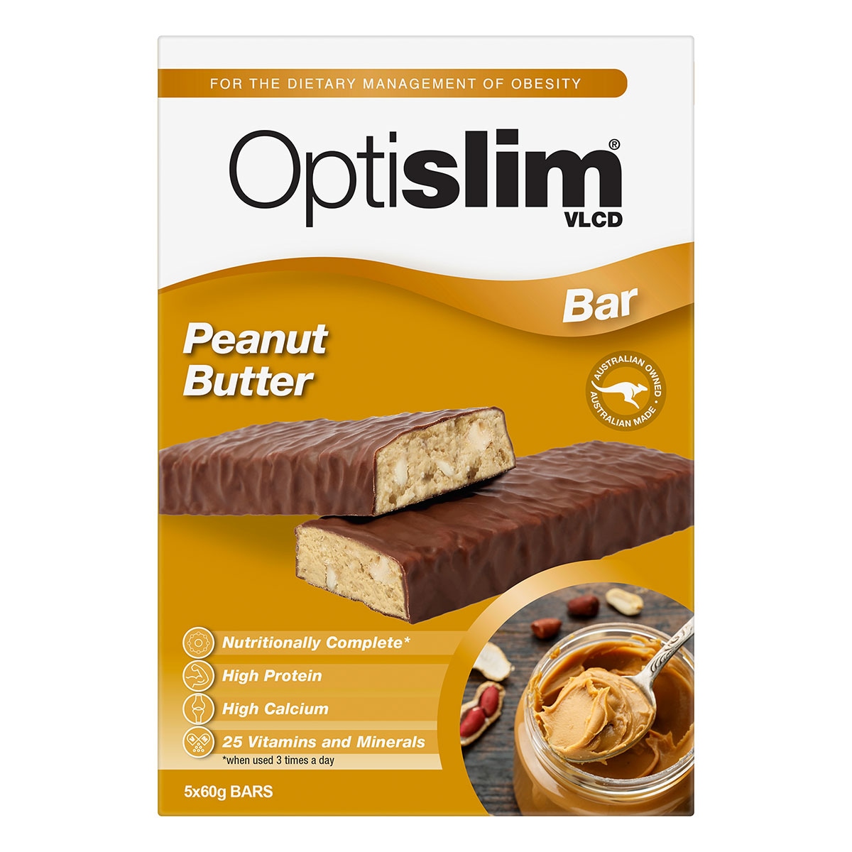 Optislim VLCD Bars Peanut Butter - 5 x 60g