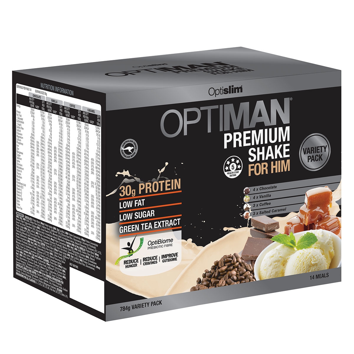 Optislim Optiman Shake Variety Pack - 14 x 56g Sachets