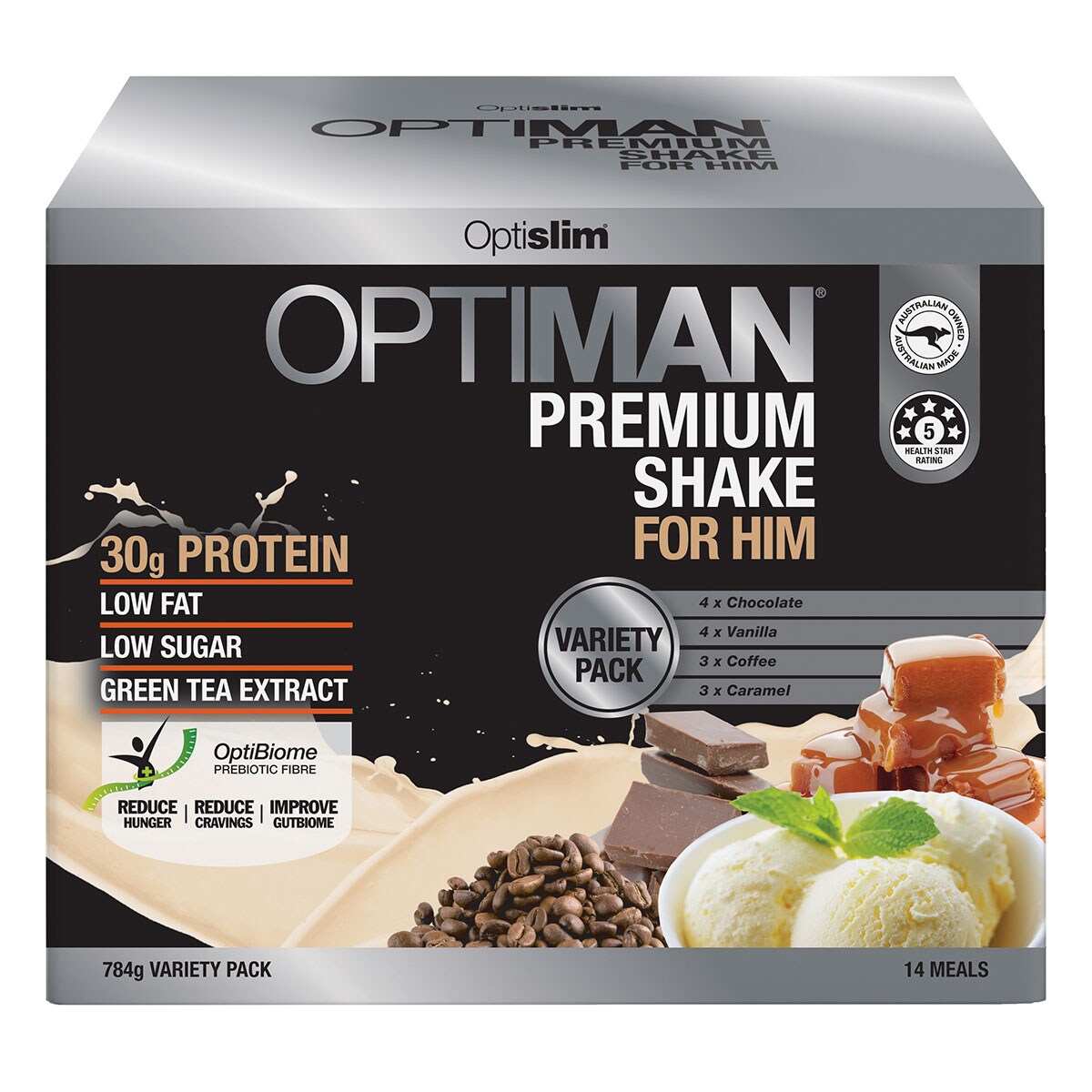 Optislim Optiman Shake Variety Pack - 14 x 56g Sachets