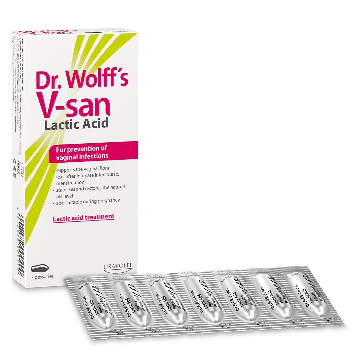 Dr Wolff's V-san Lactic Acid Pessaries 7 Pack