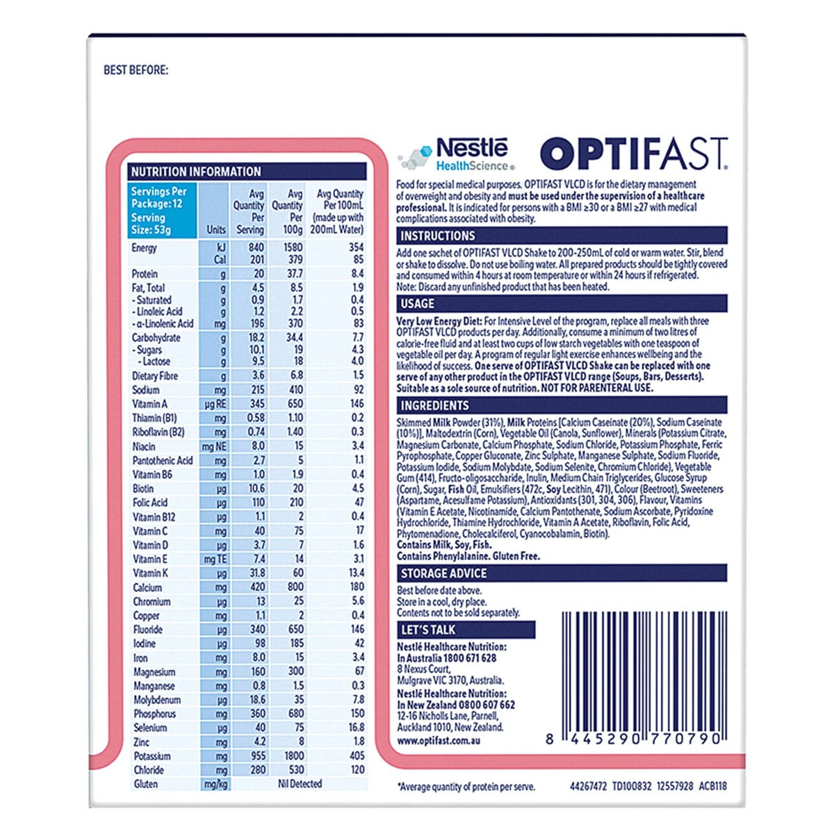 Optifast VLCD Shake Strawberry 12 x 53g