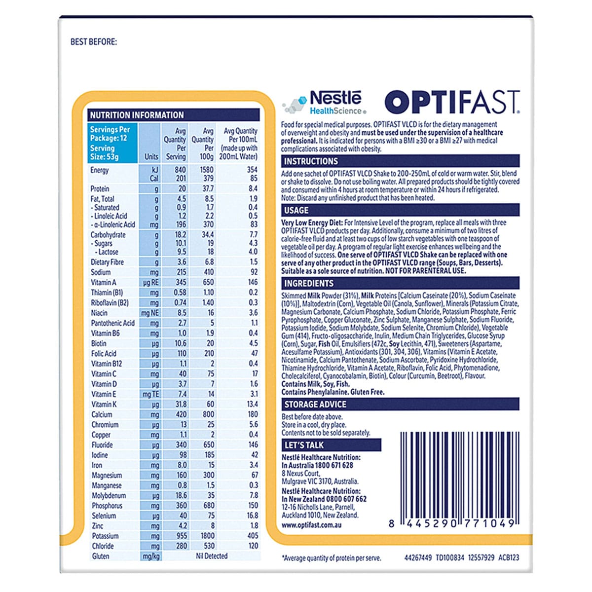 Optifast VLCD Shake Banana 12 x 53g