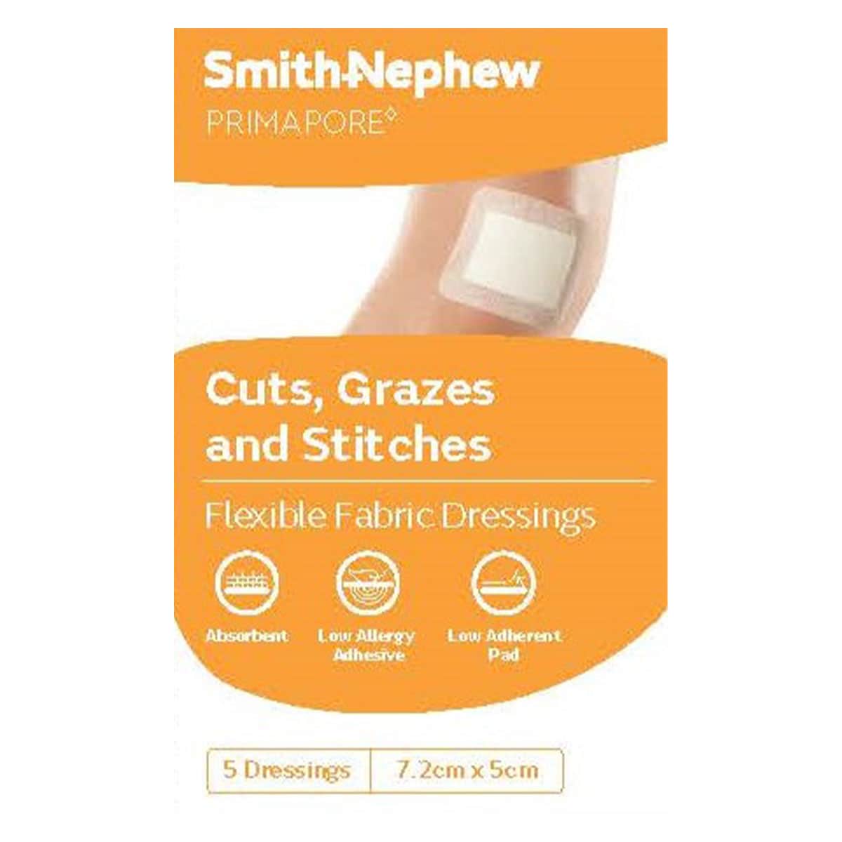 PRIMAPORE 7.2cm x 5cm Dressing - 5 Pack