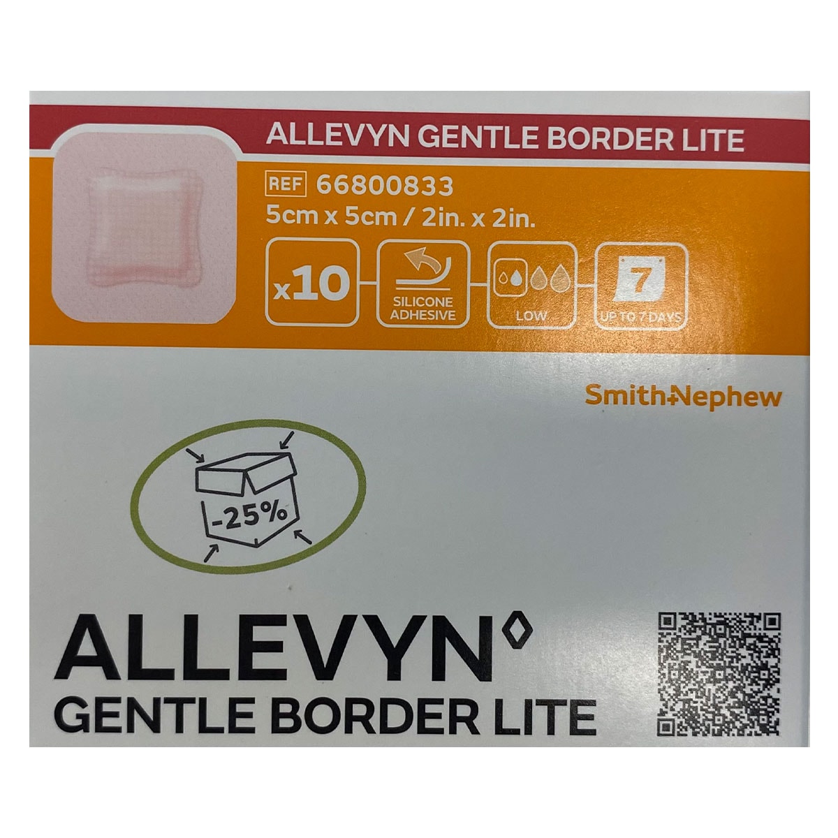 ALLEVYN Gentle Border Lite 5cm x 5cm 10 Pack by Smith & Nephew
