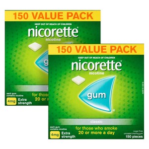 Nicorette Quit Smoking Nicotine Gum 4mg Classic 300 Pack