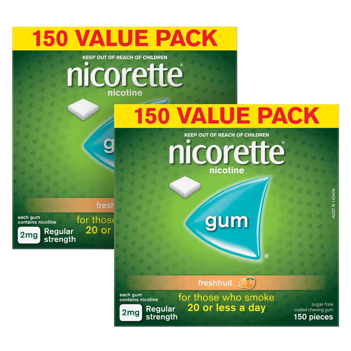 Nicorette Quit Smoking Nicotine Gum Fresh Fruit 2mg 300 Pack