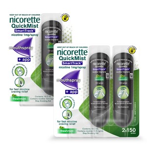 Nicorette Quit Smoking QuickMist Nicotine Mouth Spray Smart Track 3 x 150 Sprays