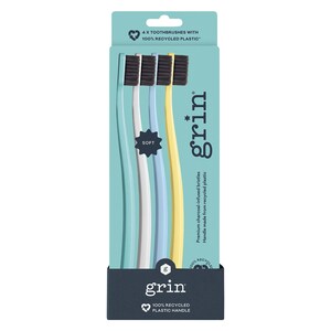 GRIN 100% Recycled Toothbrush Soft Summer 4 Pack