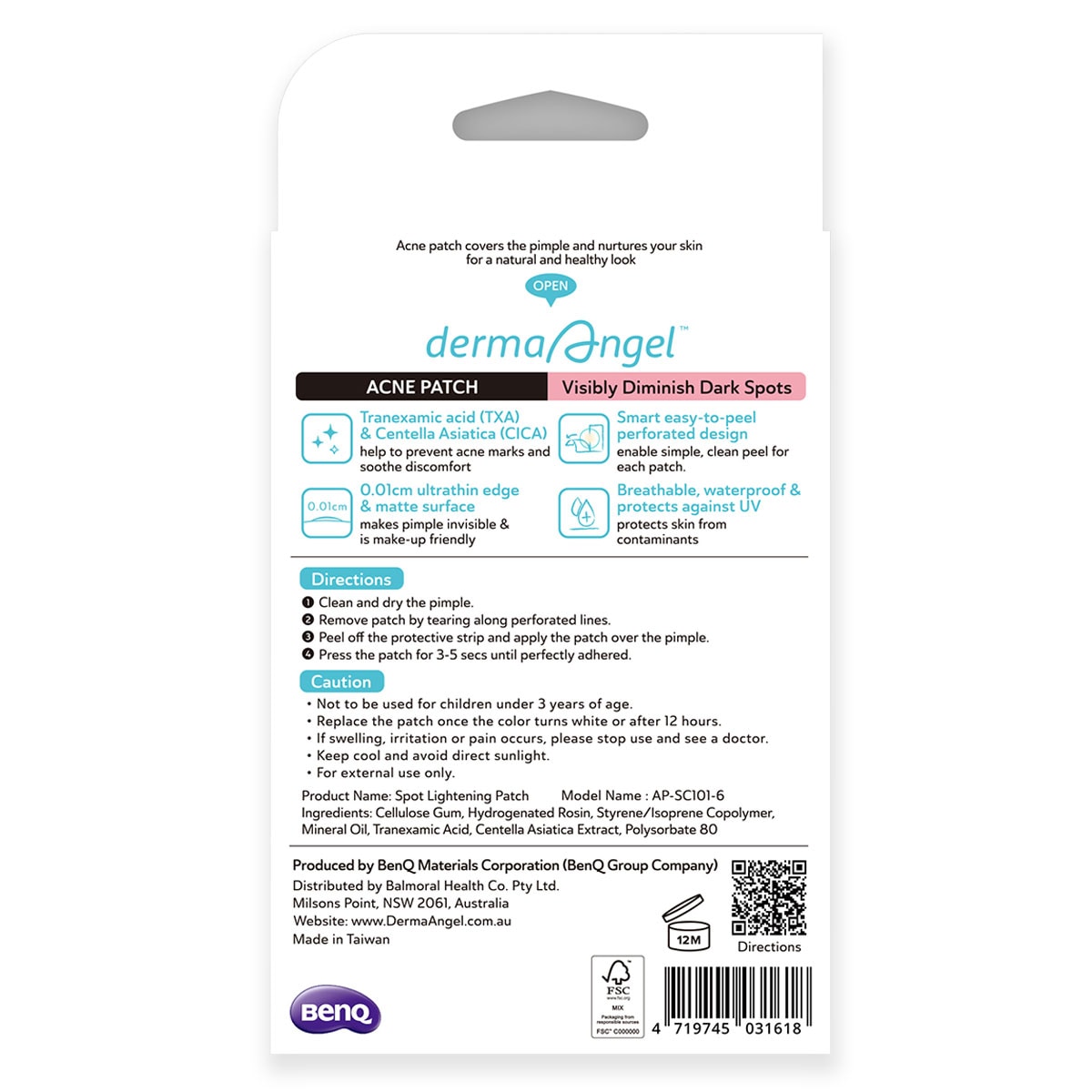 Derma Angel Acne Lightening Patches With TXA & CICA 24 Pack