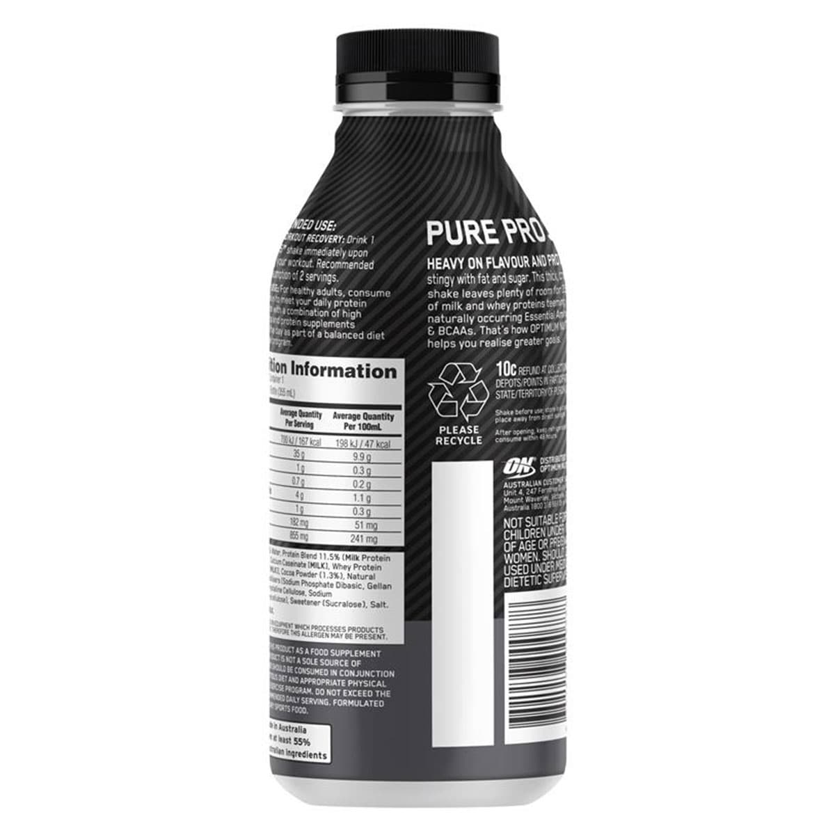 Optimum Nutrition Pure Pro 35 Protein Shake Chocolate 355ml