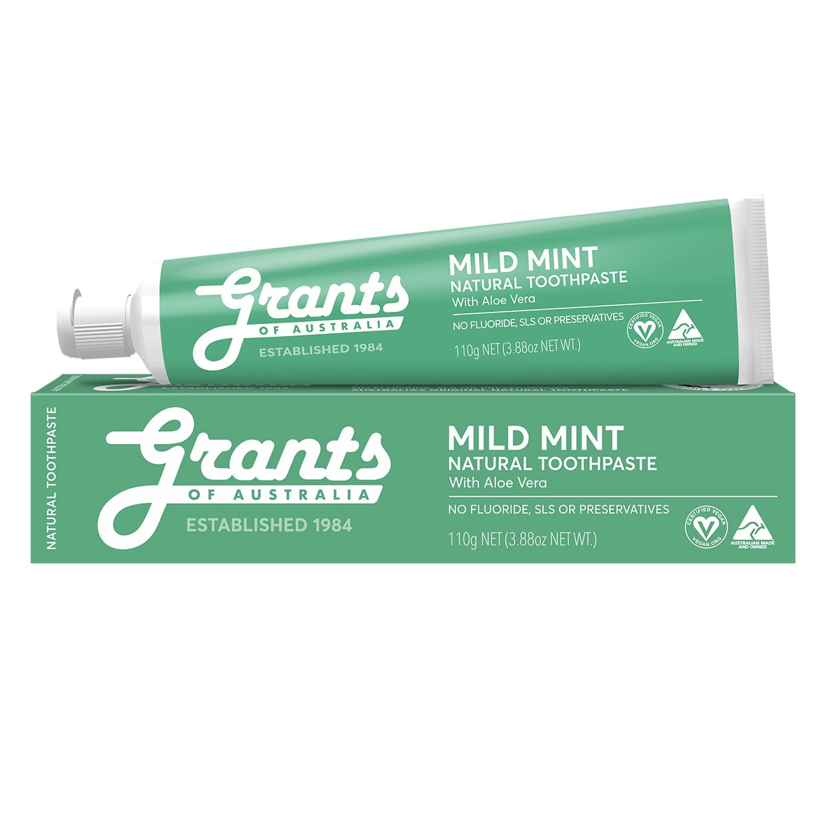 Grants Natural Toothpaste Mild Mint Fluoride Free 110g