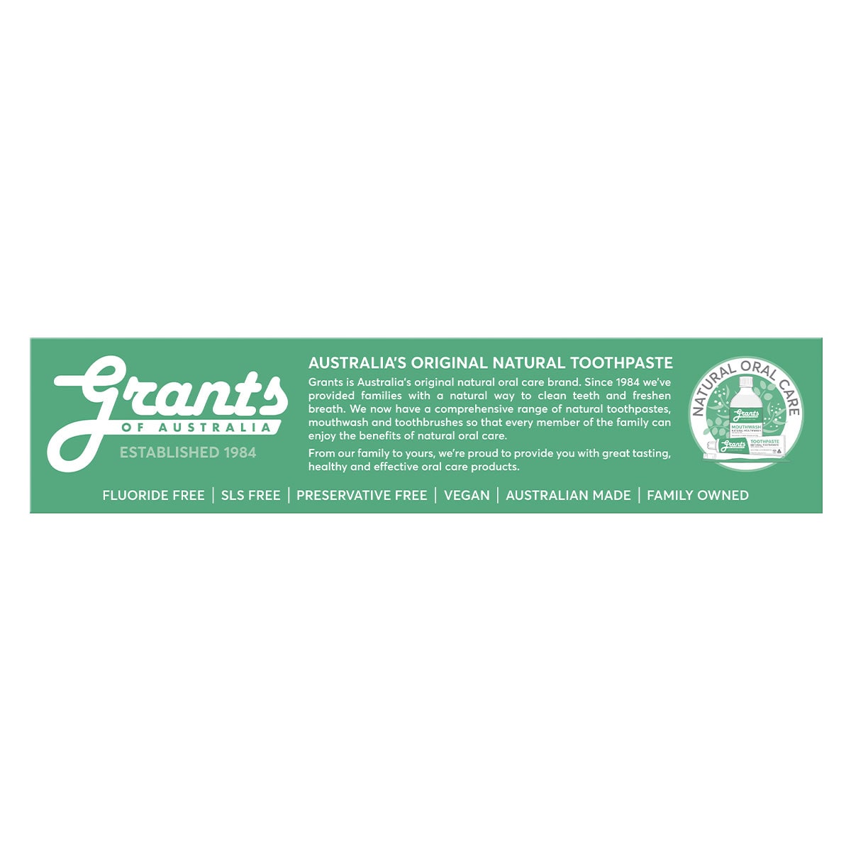 Grants Natural Toothpaste Mild Mint Fluoride Free 110g