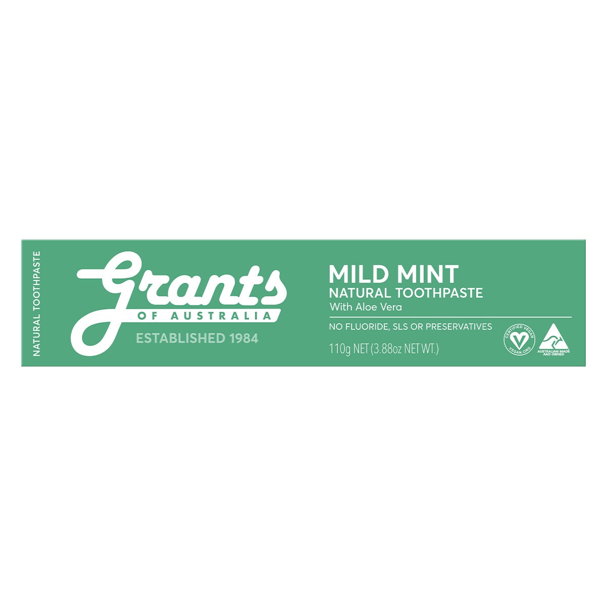 Grants Natural Toothpaste Mild Mint Fluoride Free 110g