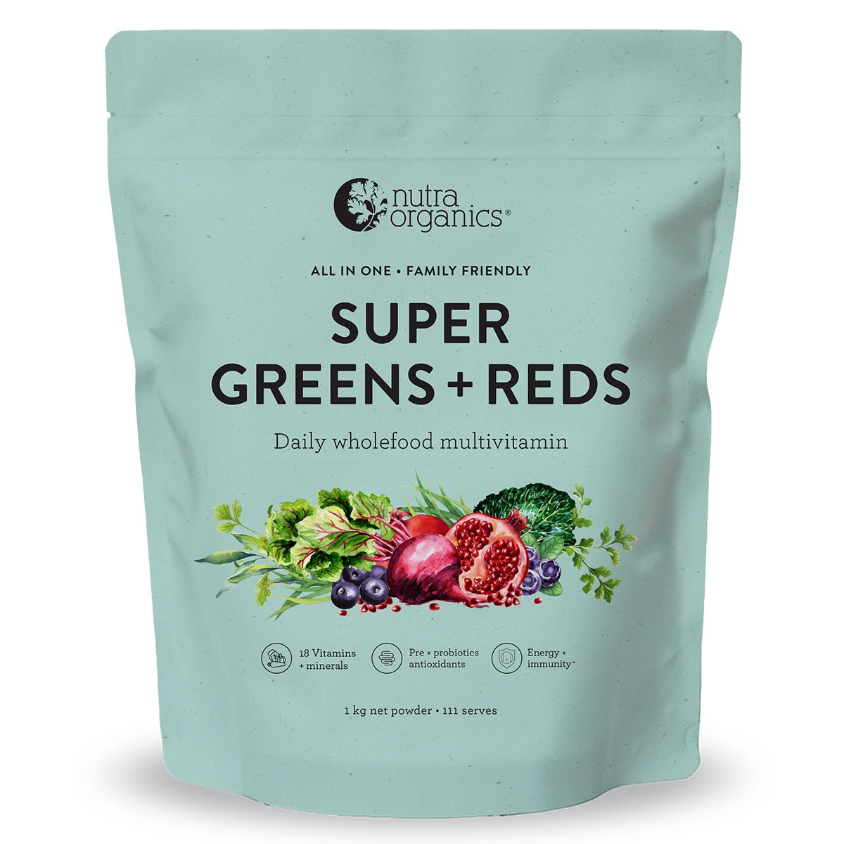 Nutra Organics Super Greens + Reds Powder 1kg