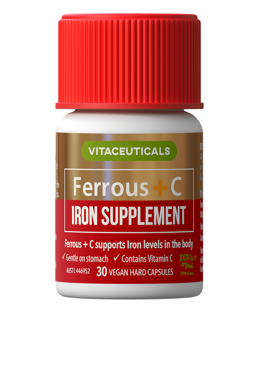 Vitaceuticals Ferrous + C Iron Supplement 30 Hard Capsules