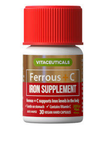 Vitaceuticals Ferrous + C Iron Supplement 30 Hard Capsules