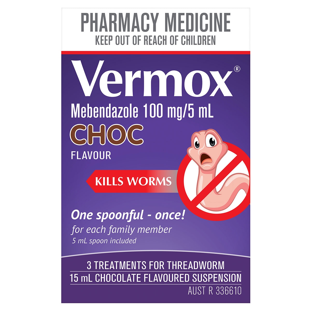 Vermox Worming Treatment Suspension Chocolate Flavour 15ml