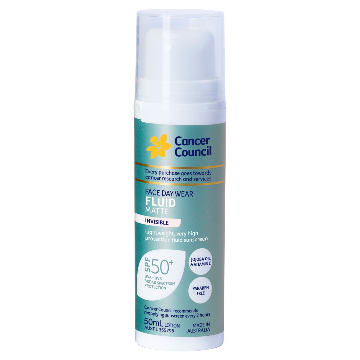 Cancer Council Face Day Wear Fluid Matte Invisible SPF50+ 50ml