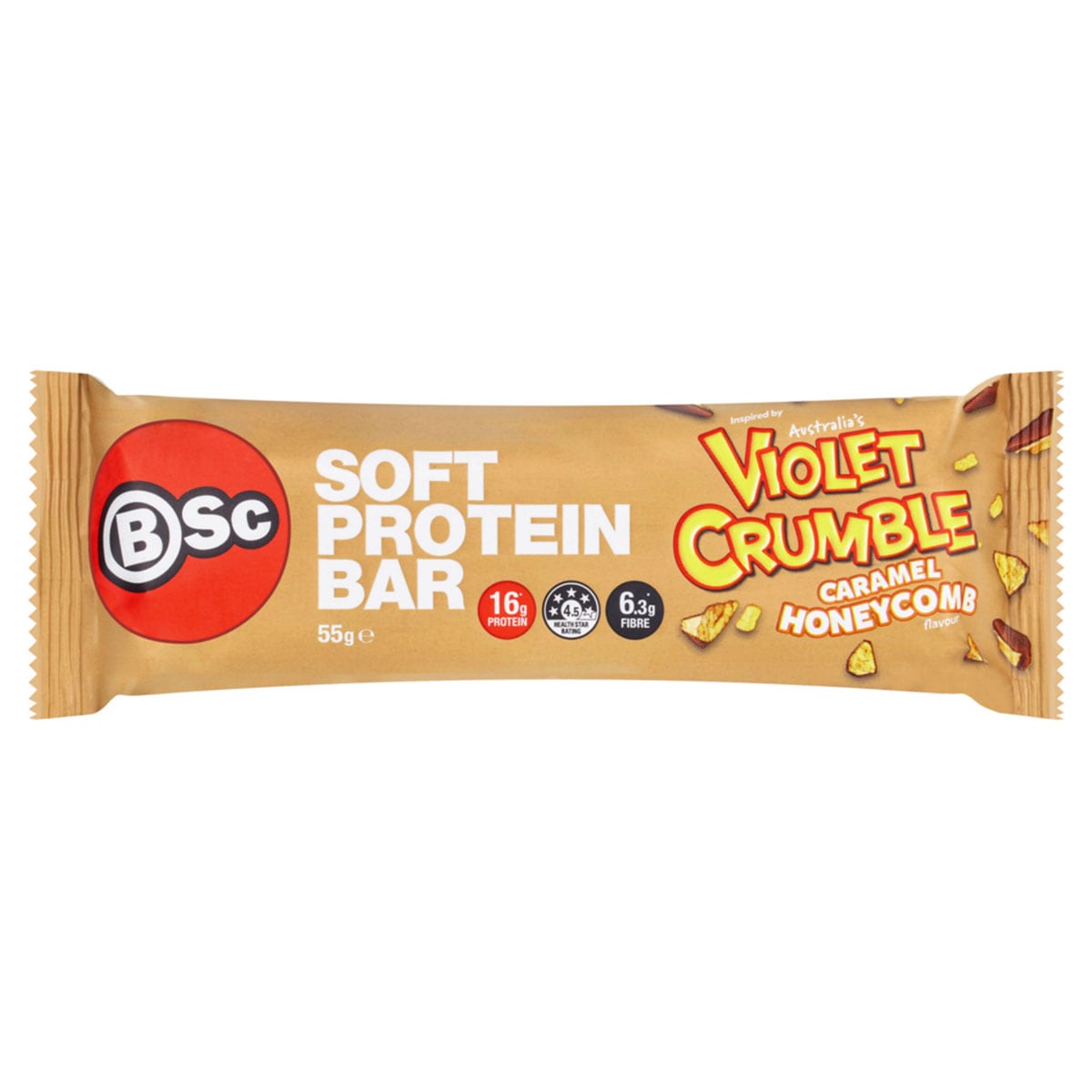 BSc x Violet Crumble Soft Protein Bar Caramel Honeycomb 12 x 55g