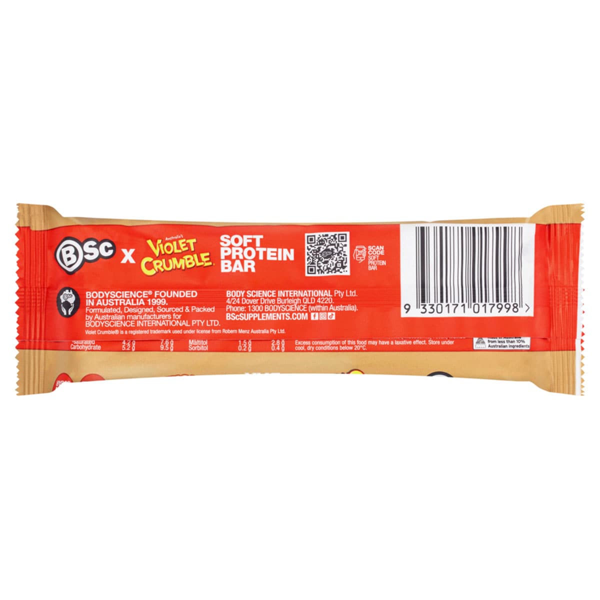 BSc x Violet Crumble Soft Protein Bar Caramel Honeycomb 12 x 55g