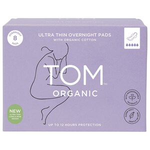 Tom Organic Ultra Thin Overnight Pads 8 Pack