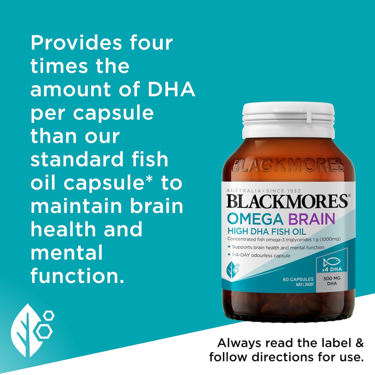 Blackmores Omega Brain High DHA Fish Oil 60 Capsules