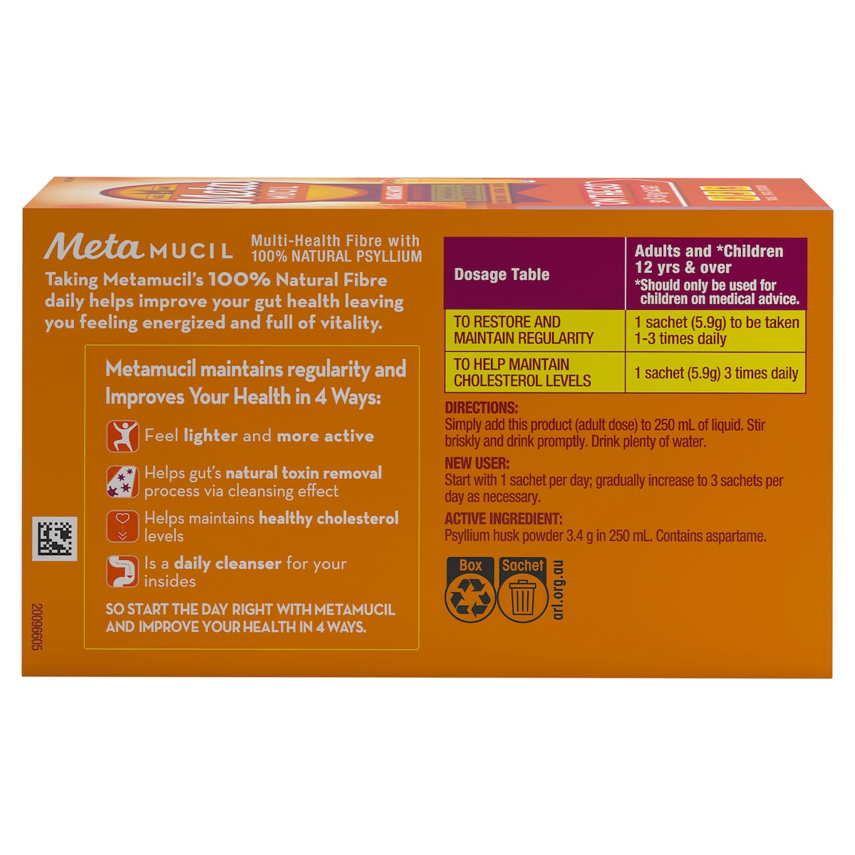 Metamucil Fibre Supplement Smooth Orange 30 Doses