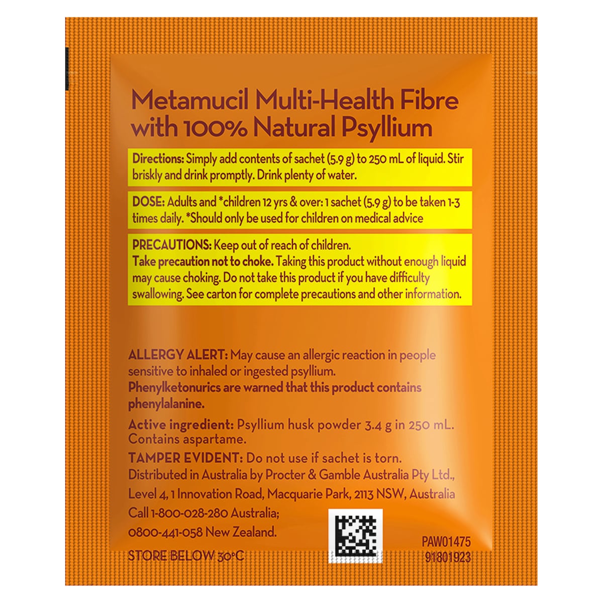 Metamucil Fibre Supplement Smooth Orange 30 Doses