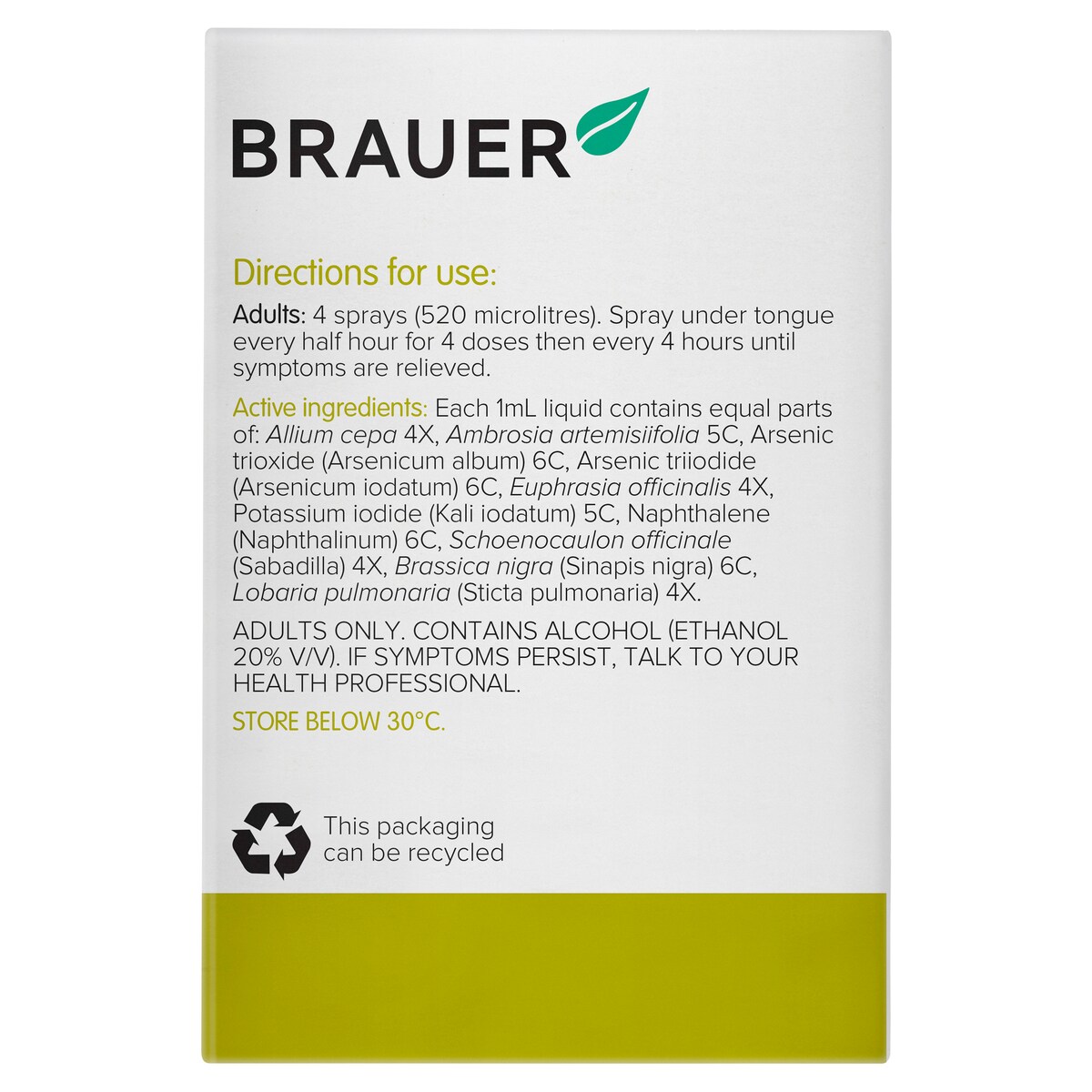 Brauer Hayfever Oral Spray 20ml