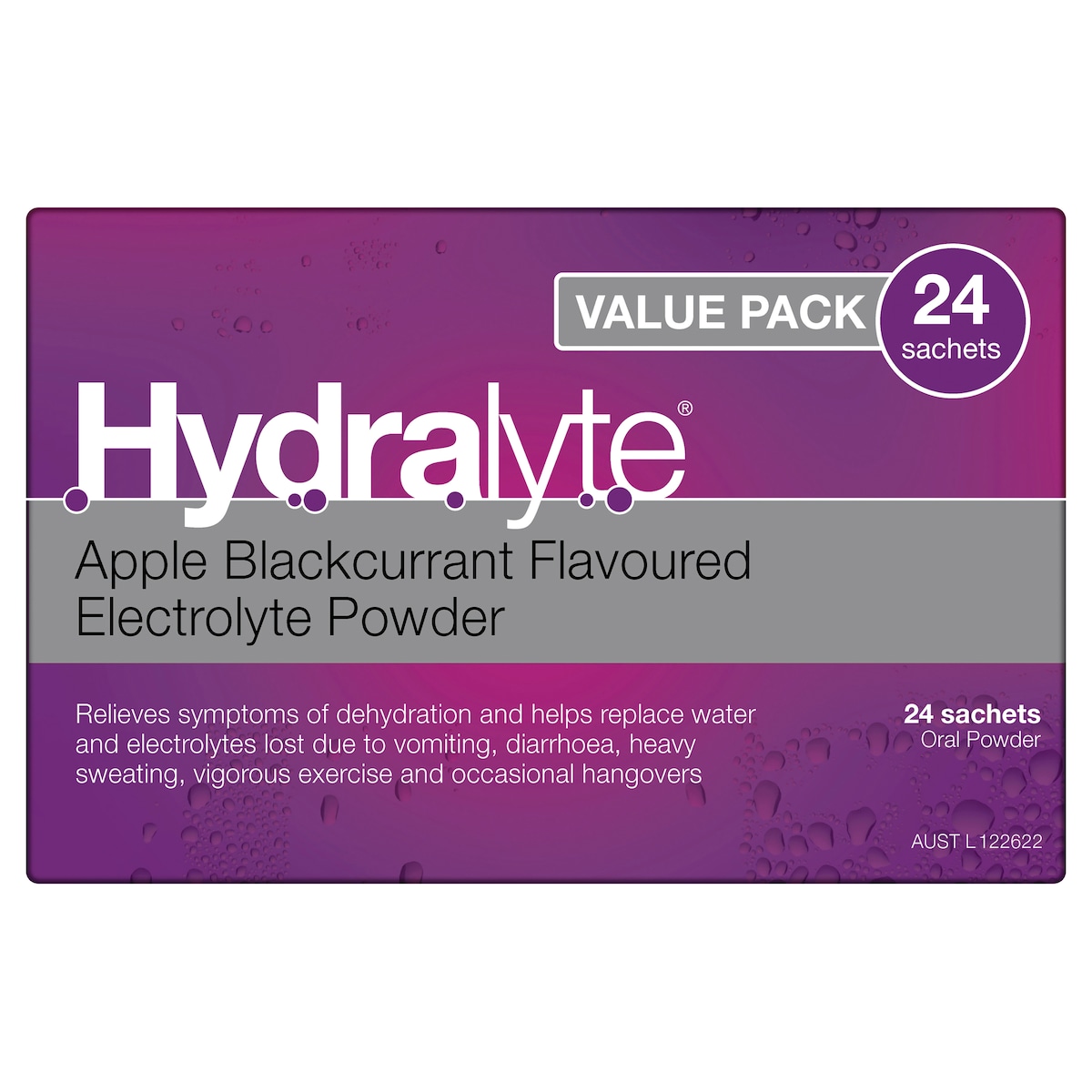 Hydralyte Electrolyte Powder Apple Blackcurrant 24 Sachets