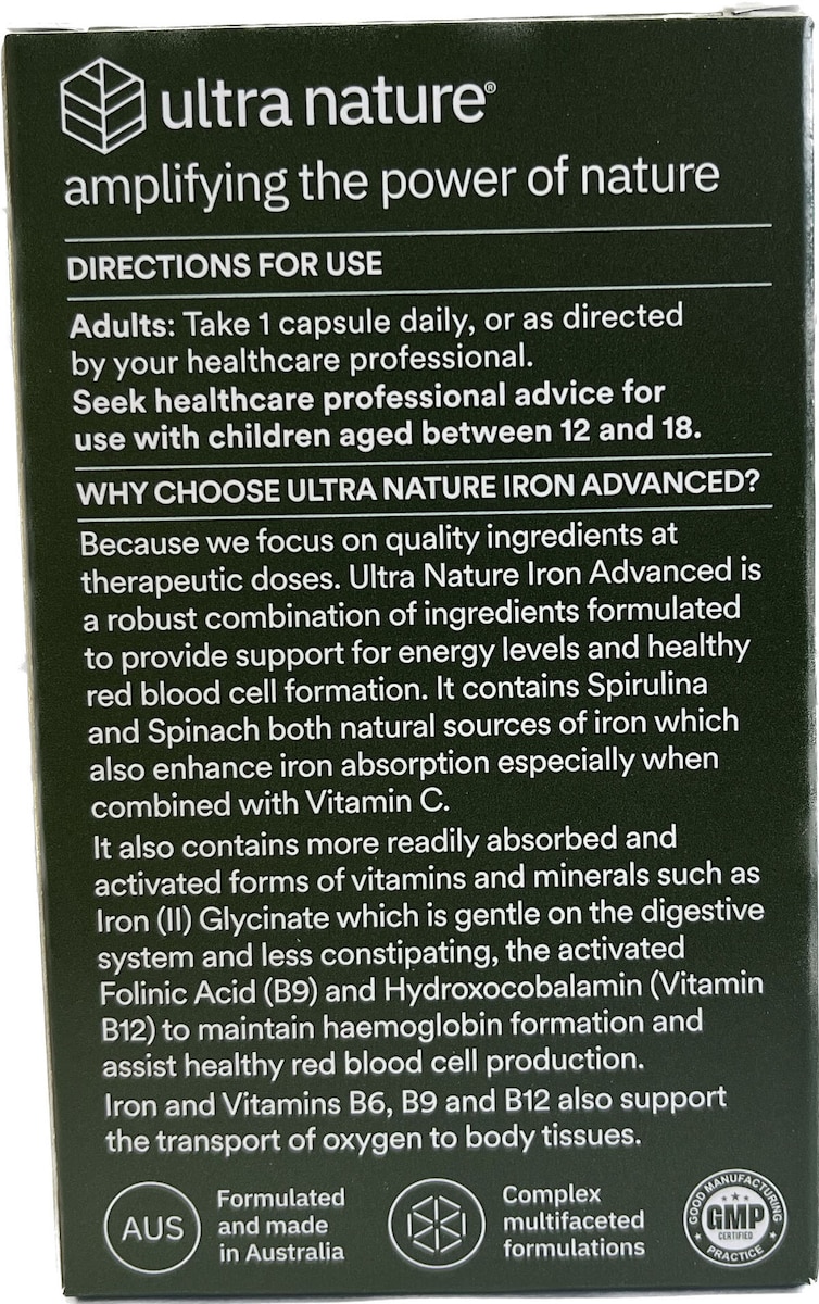 Ultra Nature Iron Advanced 30 Hard Capsules