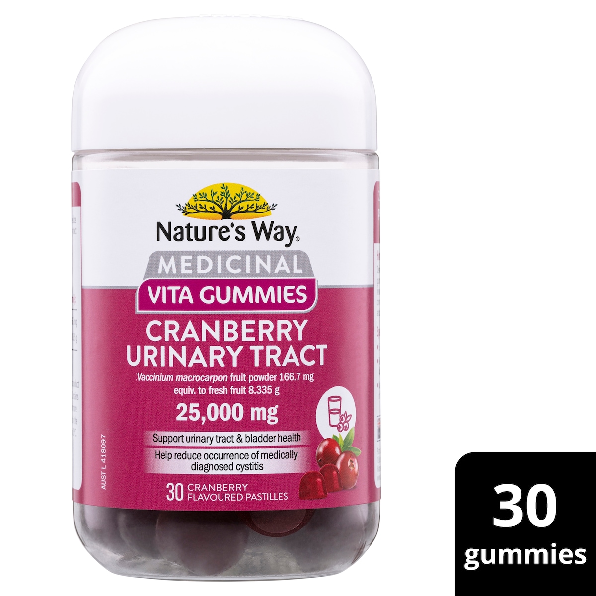 Natures Way Medicinal Vita Gummies Cranberry 30 Pack