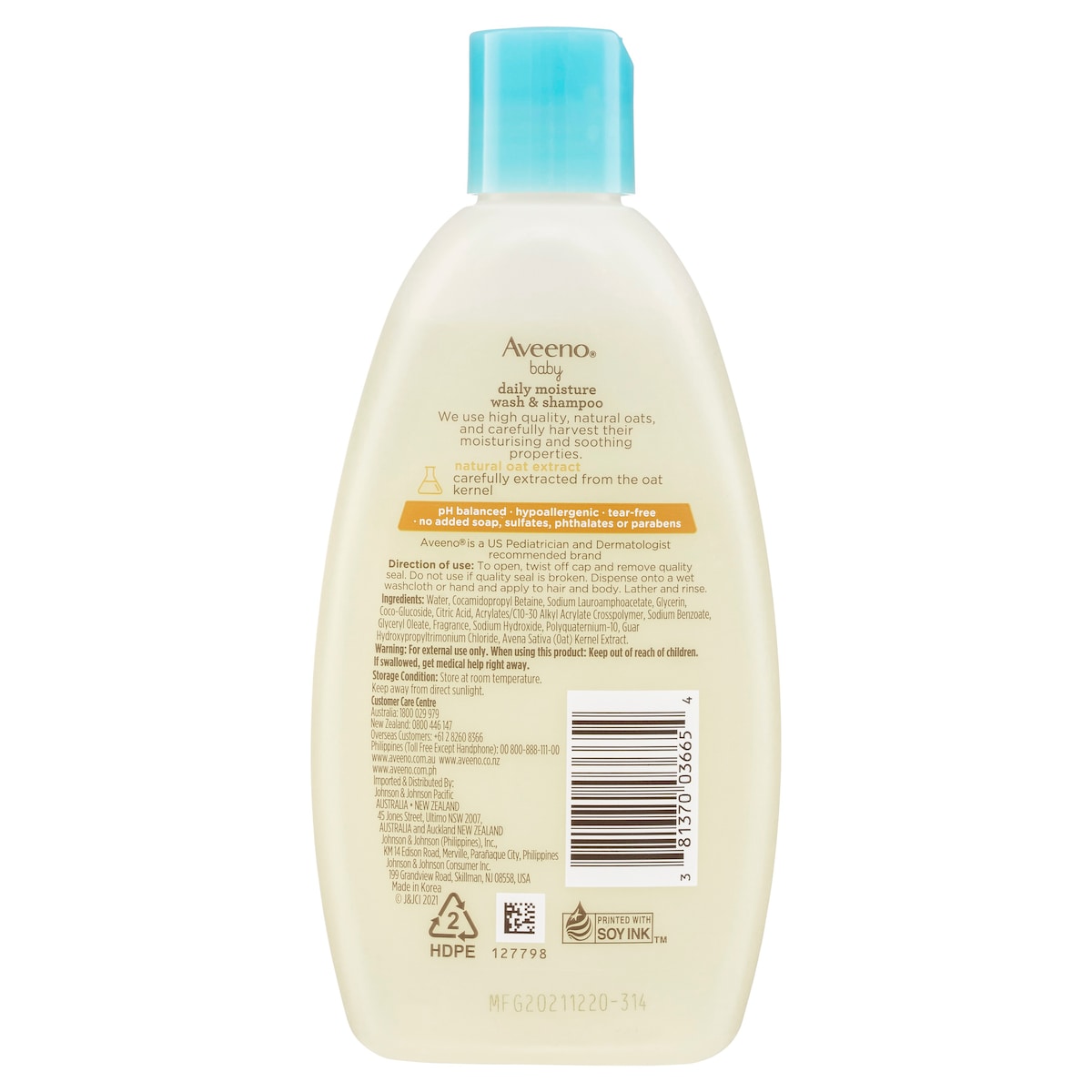 Aveeno Baby Daily Moisture Wash & Shampoo 236ml