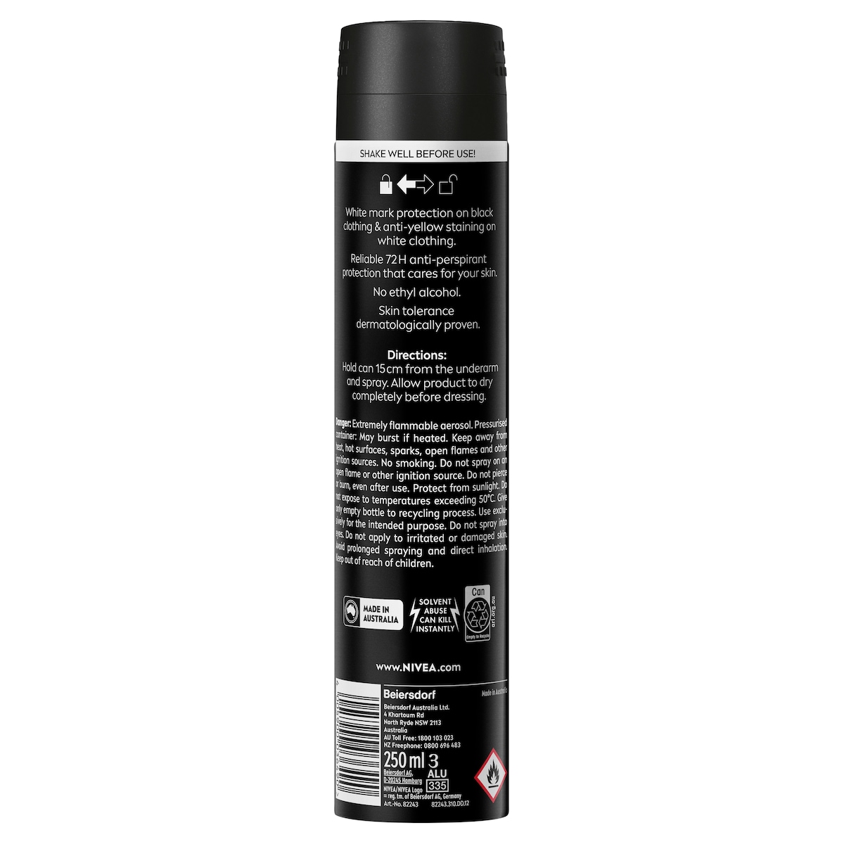 Nivea Men Invisible Black & White Anti-Perspirant Deodarant Spray Original 250ml