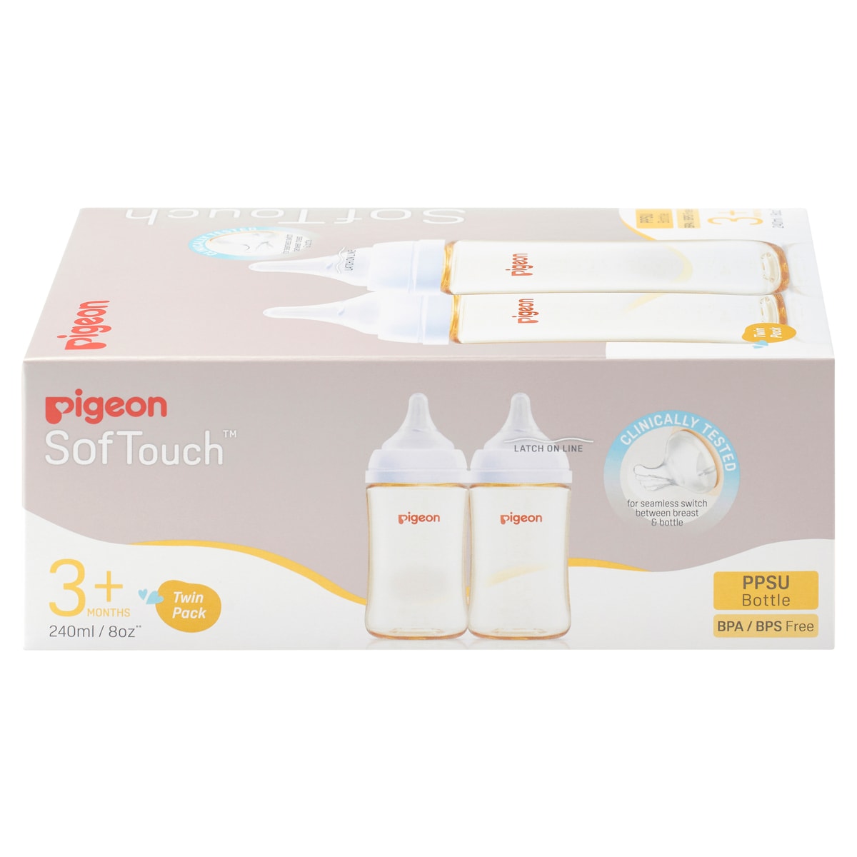 Pigeon SofTouch III PPSU Baby Bottle 2 x 240ml