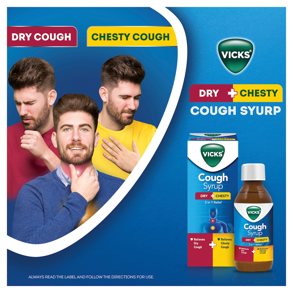 Vicks 2in1 Dry & Chesty Cough Liquid 200ml