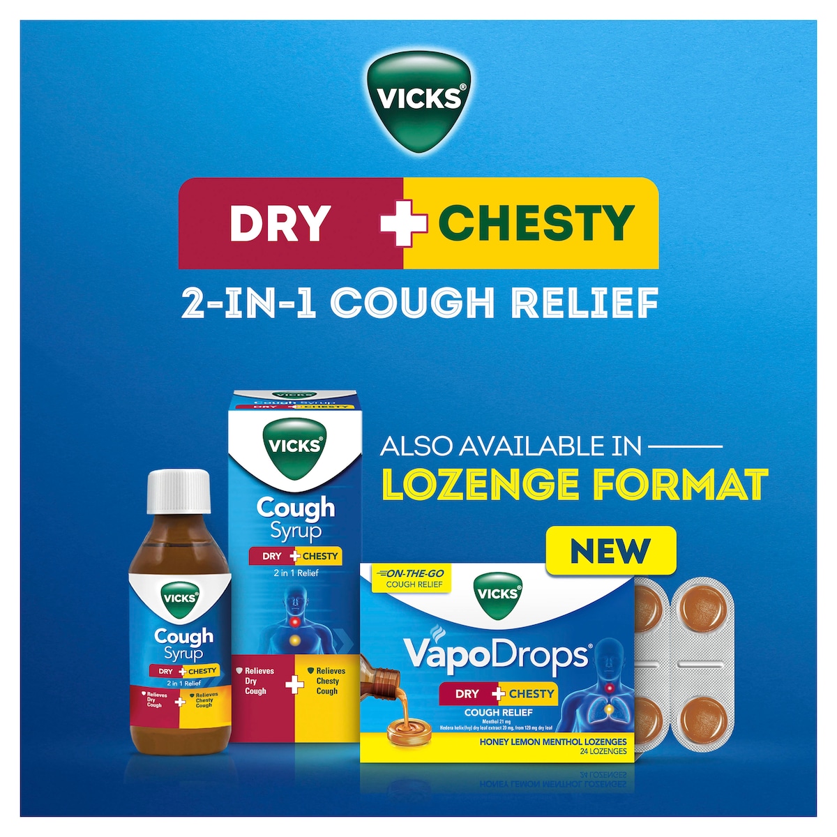 Vicks 2in1 Dry & Chesty Cough Liquid 200ml