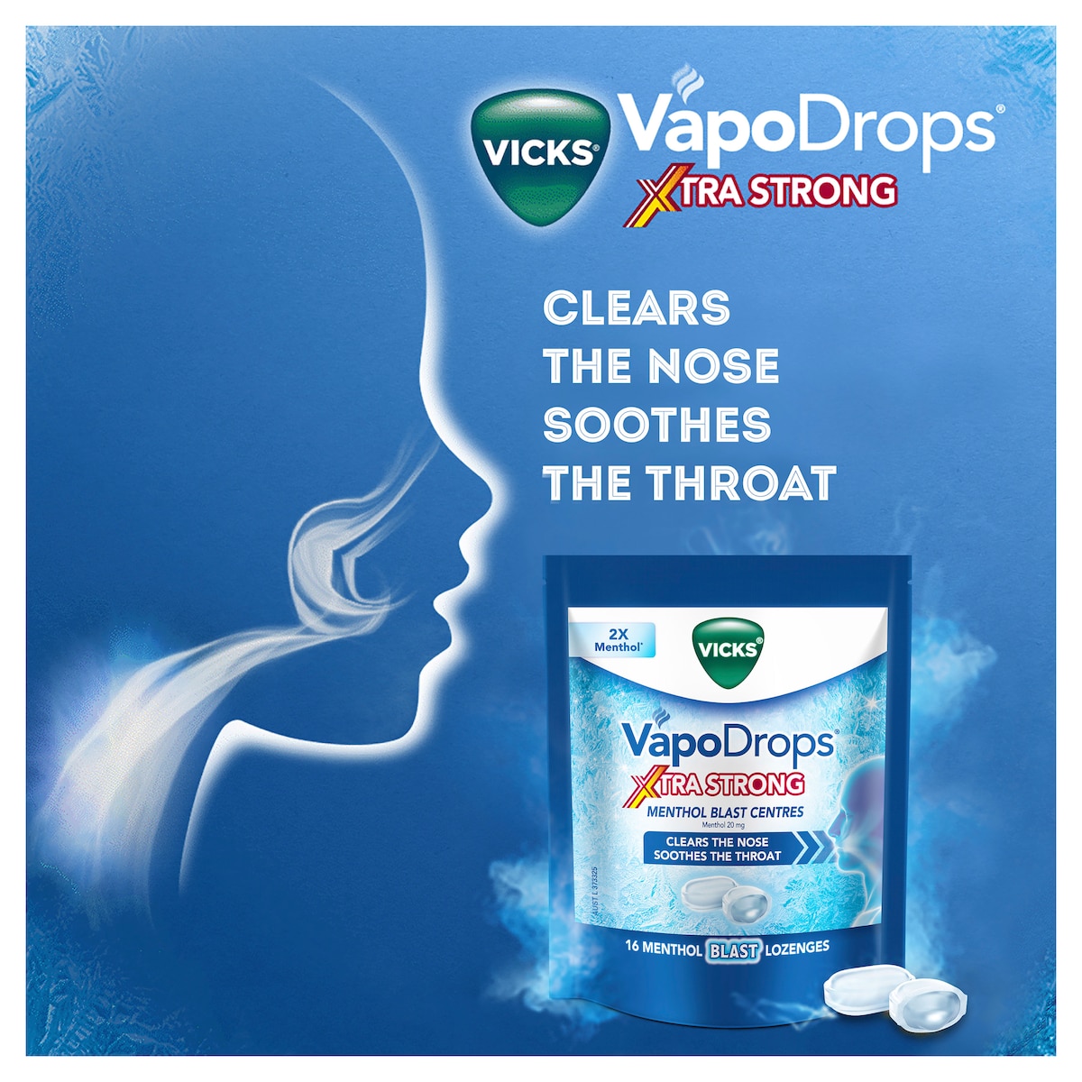 Vicks VapoDrops Xtra Strong Menthol Blast 16 Lozenges