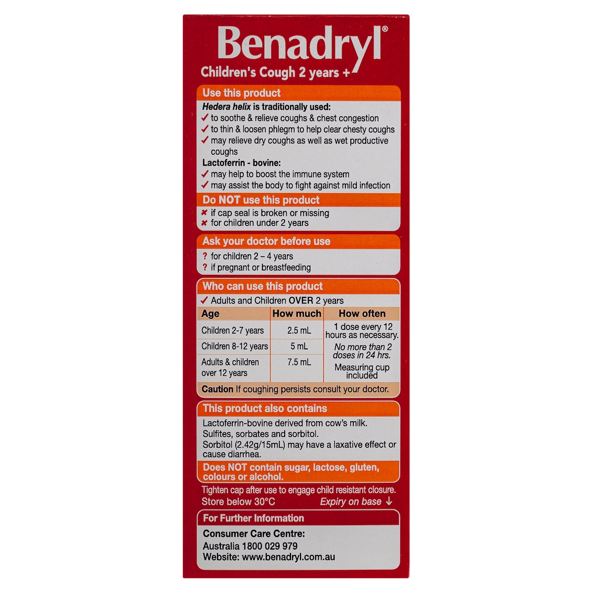 Benadryl Children's Cough 2 Years+ Honey Lemon Flavour 200ml