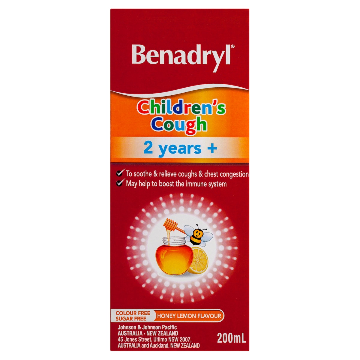 Benadryl Children's Cough 2 Years+ Honey Lemon Flavour 200ml