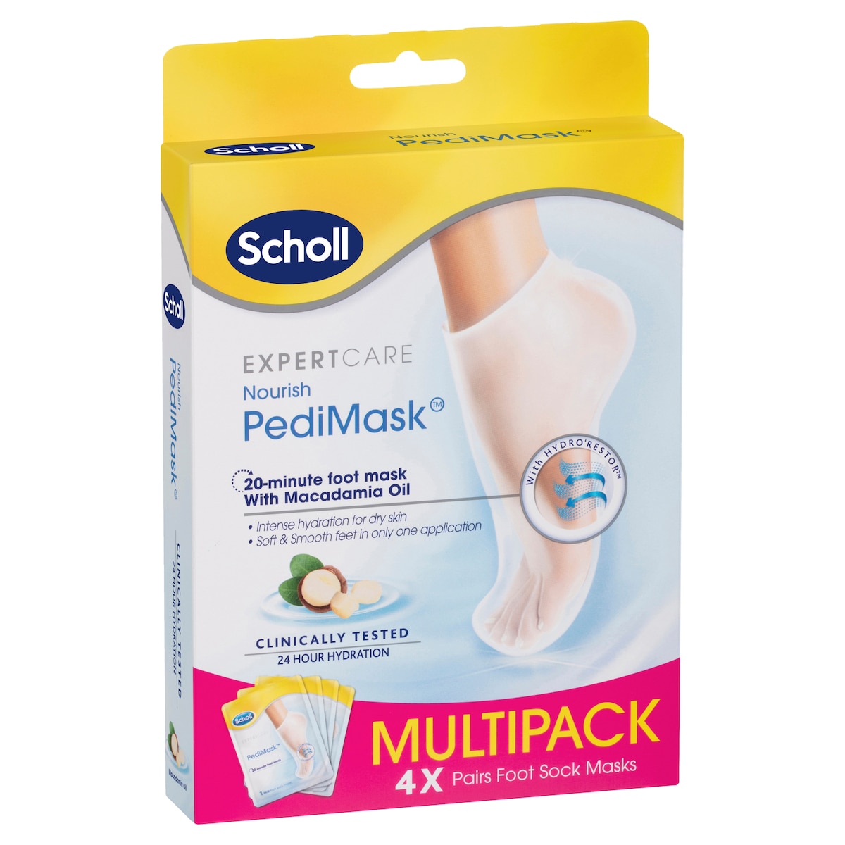 Scholl Macadamia Oil PediMask Multipack 4 Pairs