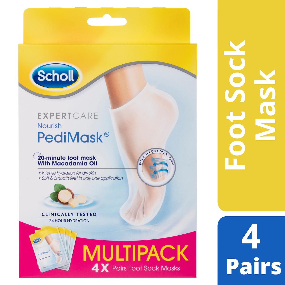 Scholl Macadamia Oil PediMask Multipack 4 Pairs