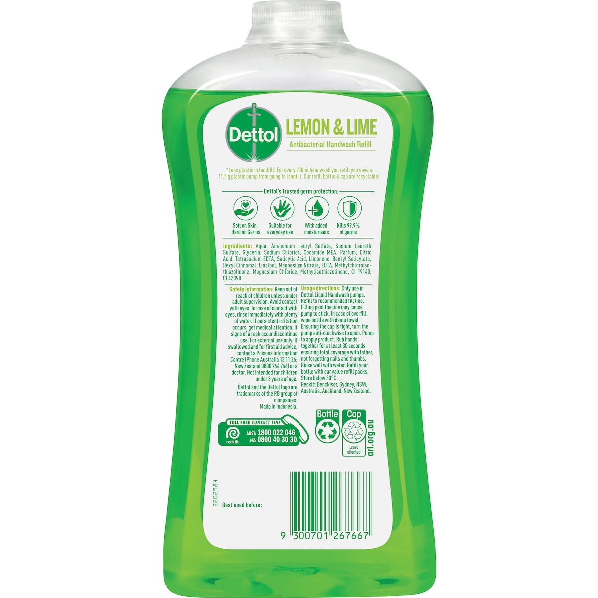 Dettol Liquid Hand Wash Lemon & Lime Refill 950ml