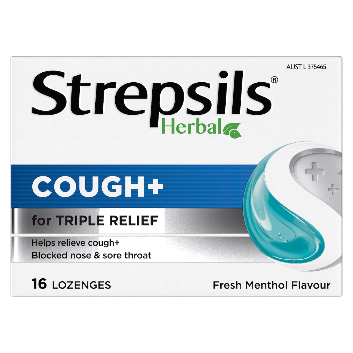 Strepsils Herbal Cough+ Fresh Menthol 16 Lozenges