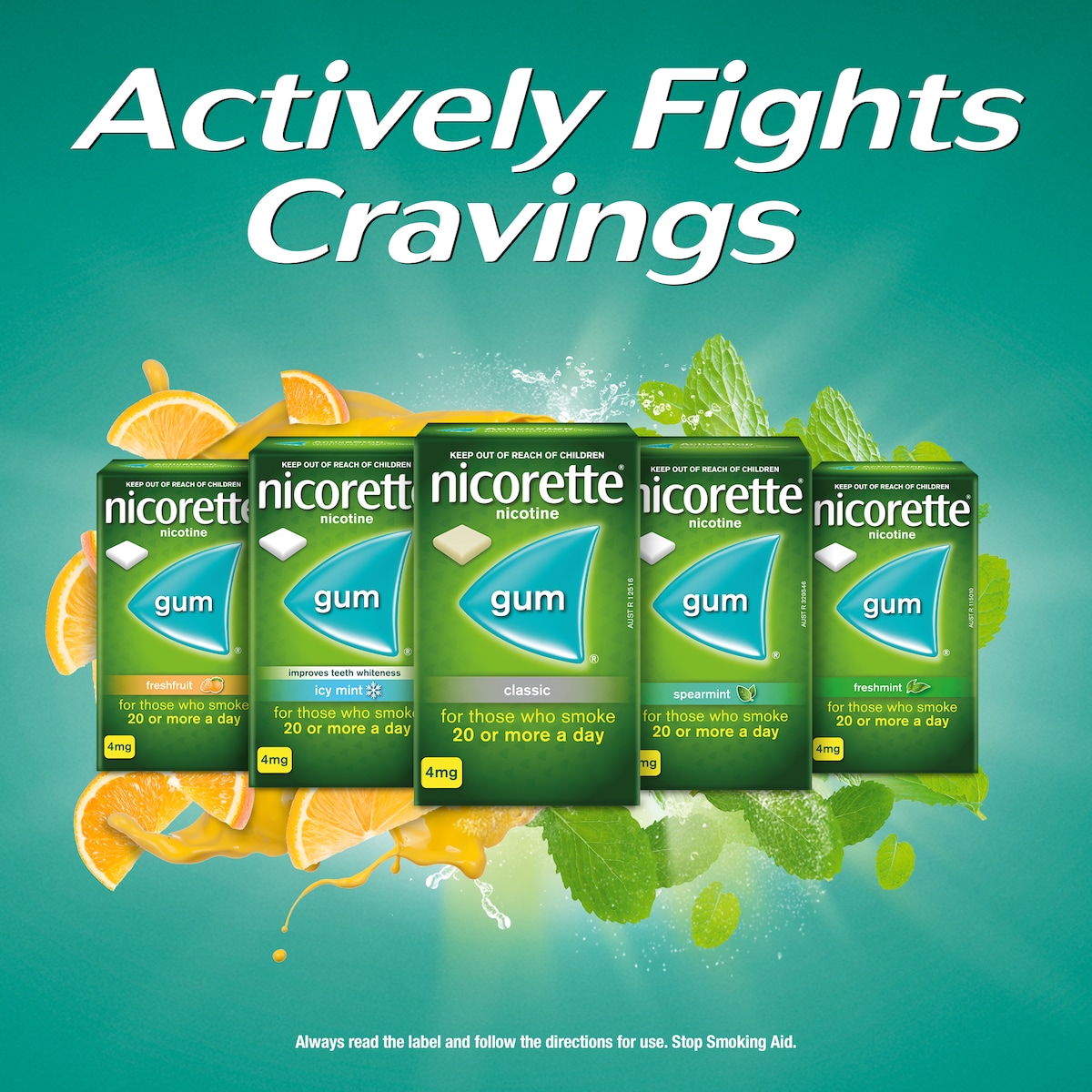 Nicorette Quit Smoking Nicotine Gum 2mg Fresh Mint 105 Pieces