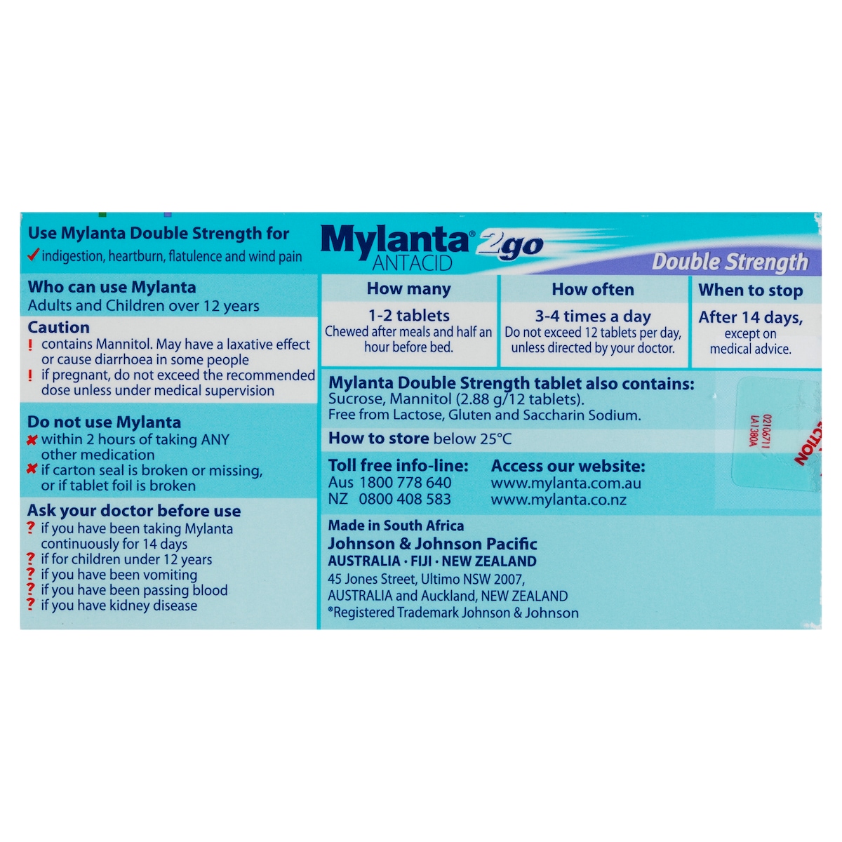 Mylanta 2Go Antacid Double Strength 48 Chewable Tablets